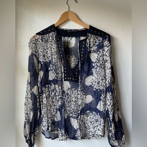 Zara women’s sheer metallic blouse size L GUC